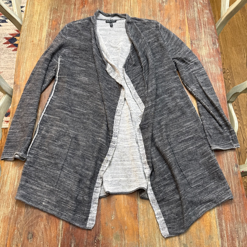 Eileen Fisher Organic Cotton Chic Cozy Open-Front Long Cardigan – Women's Large